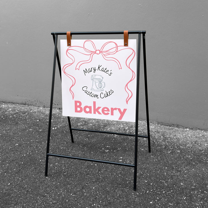 Small Metal A-Frame Sidewalk Sign with PVC Panel – Durable Outdoor Advertising Sign