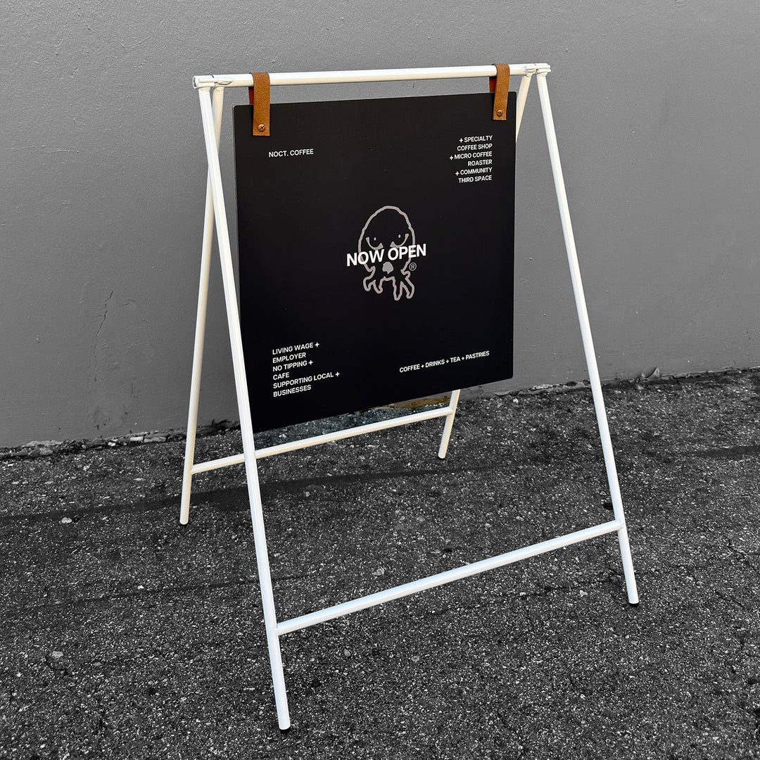 Small Metal A-Frame Sidewalk Sign with PVC Panel 15.75"W x 16"H – Durable Outdoor Advertising Sign