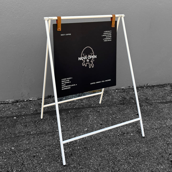 Small Metal A-Frame Sidewalk Sign with PVC Panel 15.75"W x 16"H – Durable Outdoor Advertising Sign