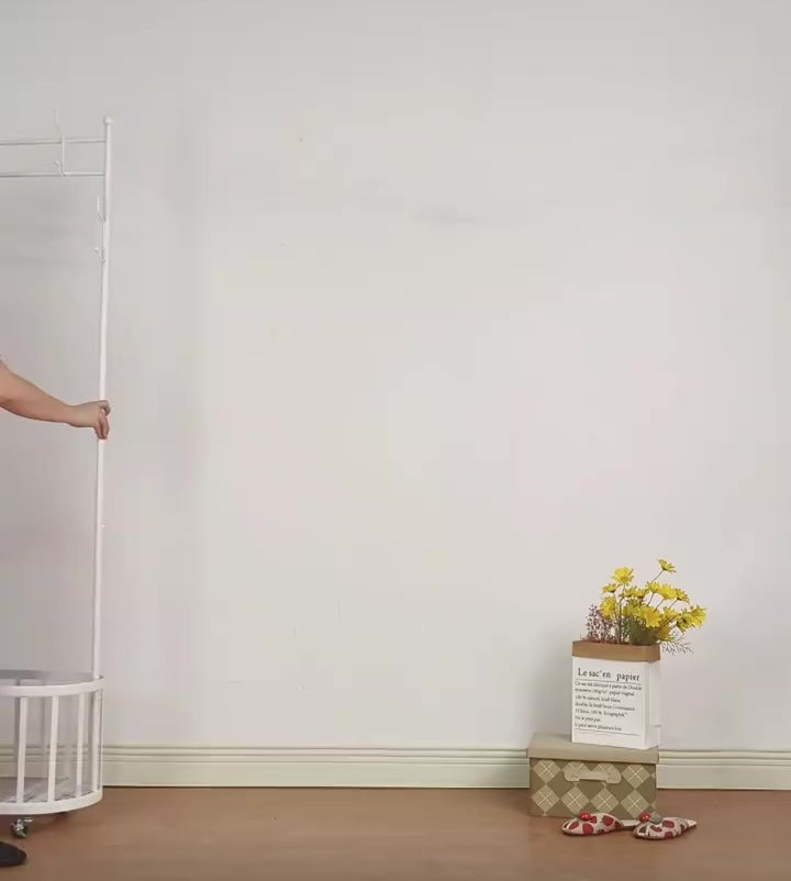 Robyn Rolling Garment Rack with Basket - Metal Clothing Organizer on Wheels
