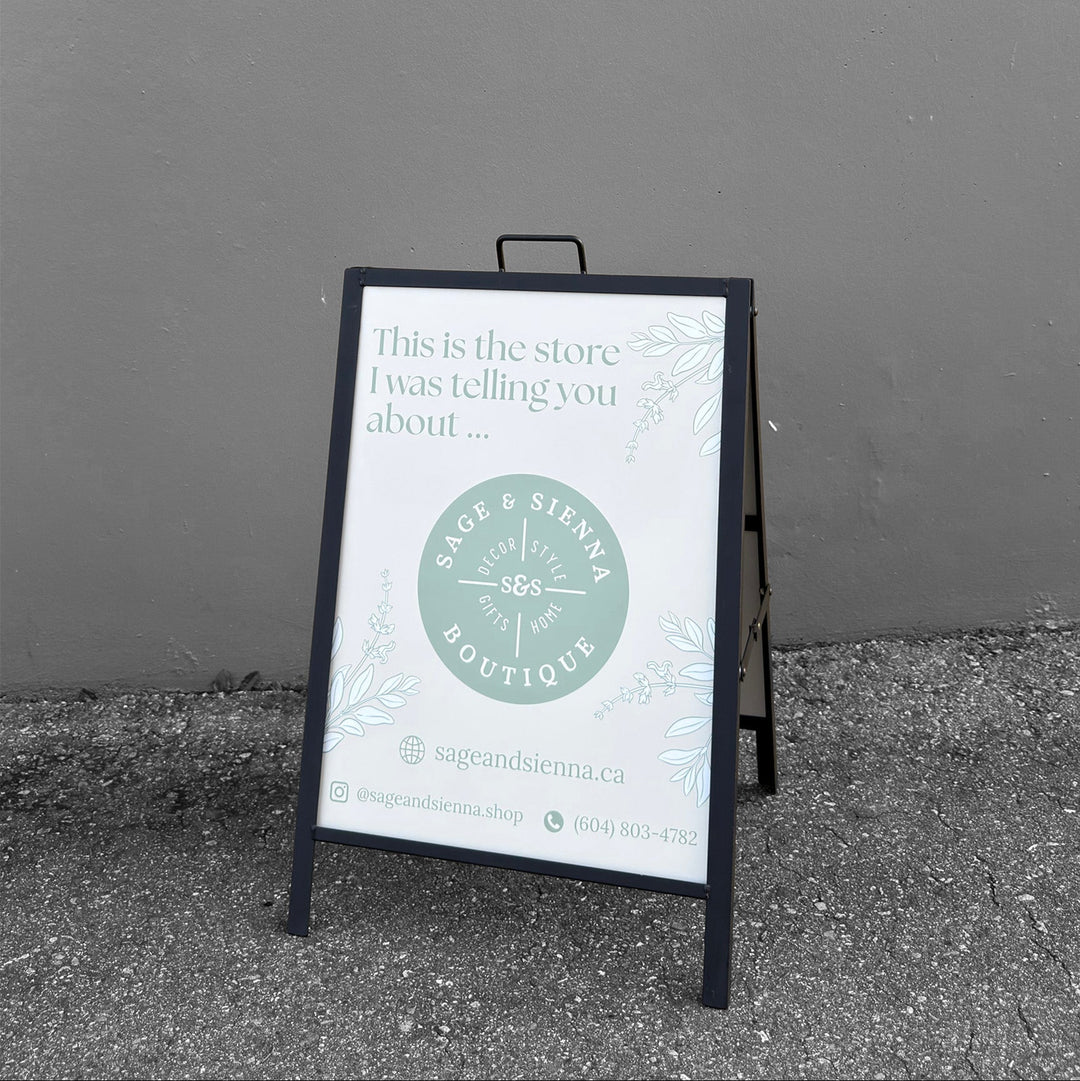 A-Frame 18x24 Black Metal Sidewalk Sign – Durable Outdoor Advertising Display