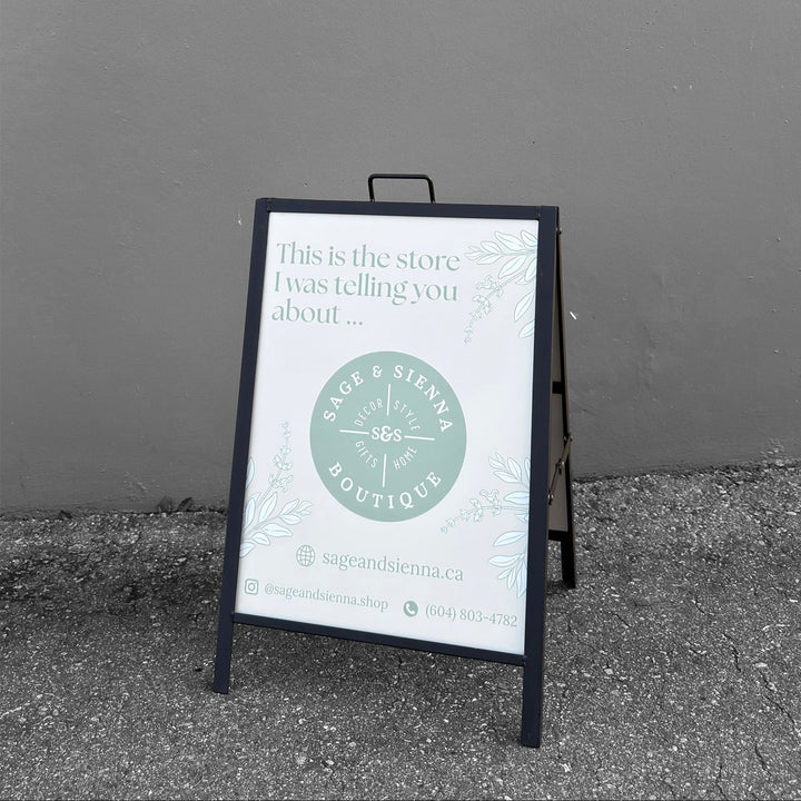 A-Frame 18x24 Black Metal Sidewalk Sign – Durable Outdoor Advertising Display