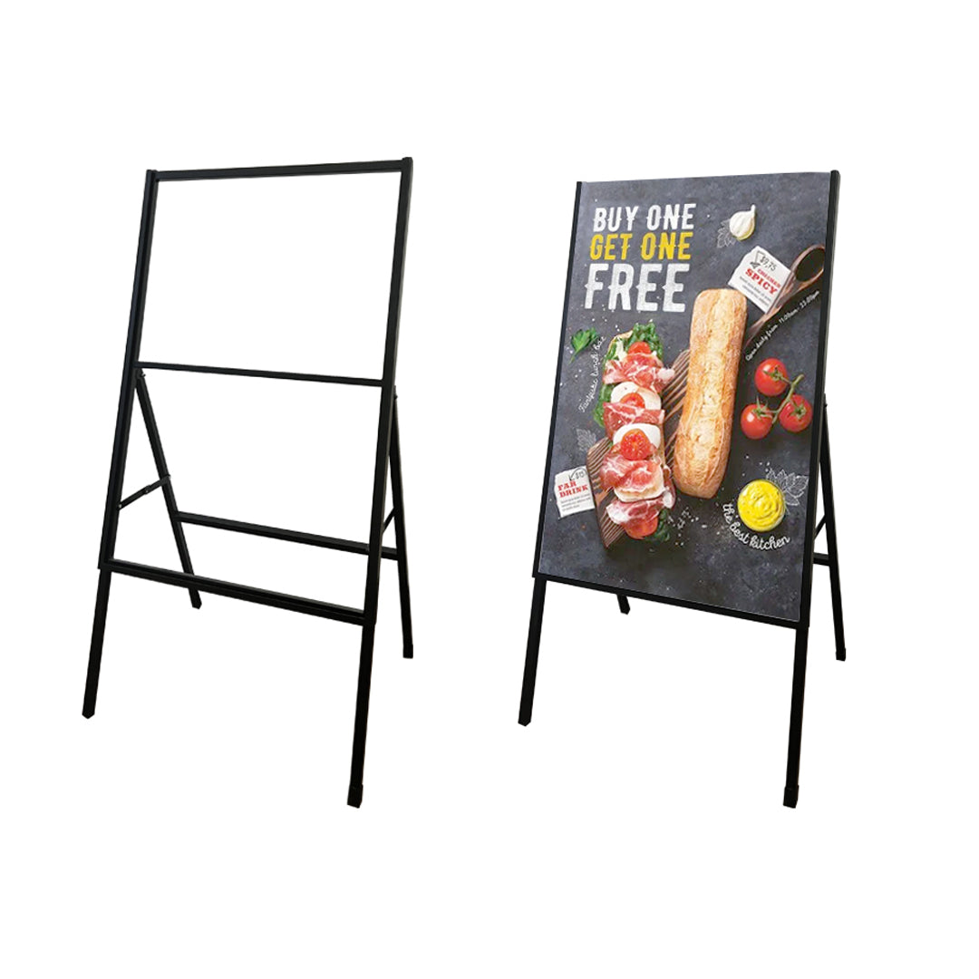 Black Metal A-Frame 24x36 Single-Sided Sandwich Board Slide In -  Sidewalk Signboard for Street Advertising - AFRAME2323