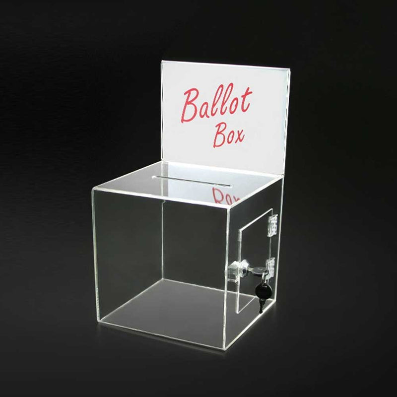 Clear Acrylic Ballot Box with Key and Lock 8" - BBOX008
