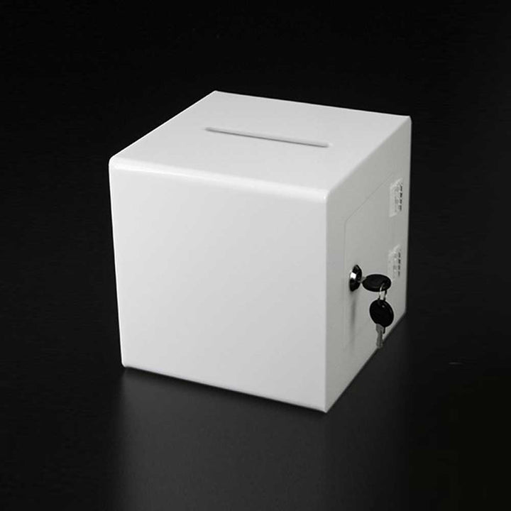 White Acrylic Ballot Box with Keys and Lock 8" - BBOX010W