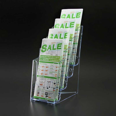 Clear Acrylic 4-Bay Countertop Brochure Holder 4"W x 8½"H - CTS0132