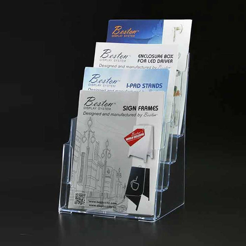 Clear Acrylic 4-Bay Countertop Brochure Holder 8½"W x 11"H - CTS0142