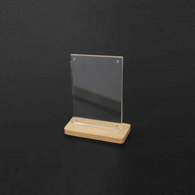Magnetic Clear Acrylic Wood Base Sign Holder 5”W x 7”H (2pcs) - CTSW007