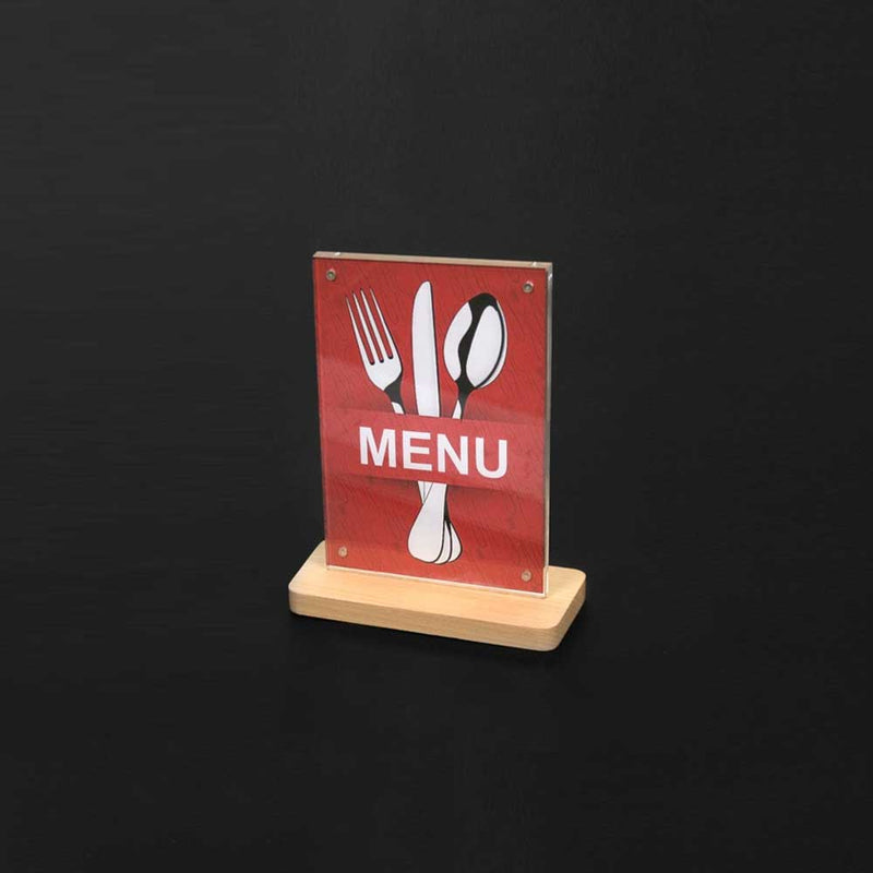 Magnetic Clear Acrylic Wood Base Sign Holder 5”W x 7”H (2pcs) - CTSW007
