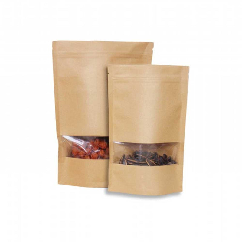 Kraft Paper Front Window Zip Lock Bags (200 pcs)