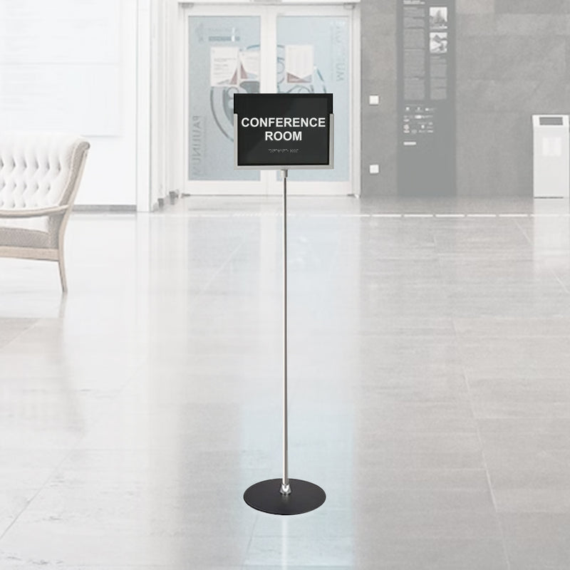 Letter Size Silver Frame Floor Sign Holder with Acrylic (11"W x 8½"H) - 