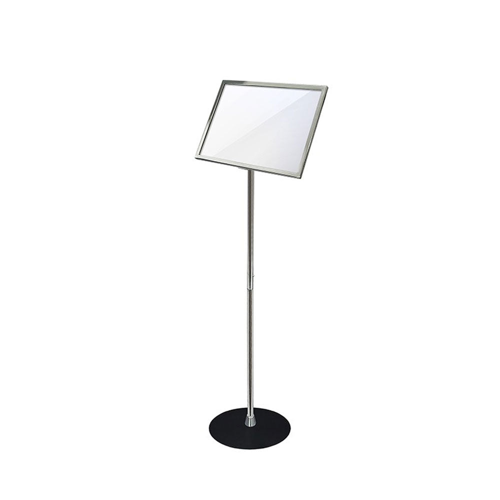 Slanted Pedestal Metal Chrome Frame Sign Holder (16"W x 12"H) - #FSH016C
