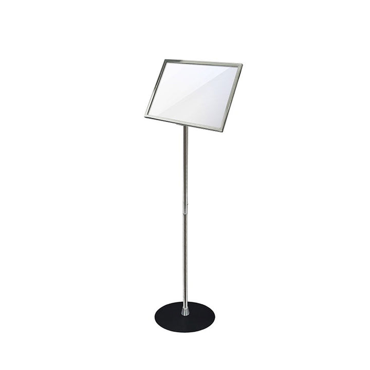 Slanted Pedestal Metal Chrome Frame Sign Holder (16"W x 12"H) - #FSH016C