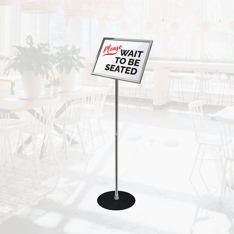 Slanted Metal Chrome Frame Floor Sign Holder (16"W x 12"H) - 