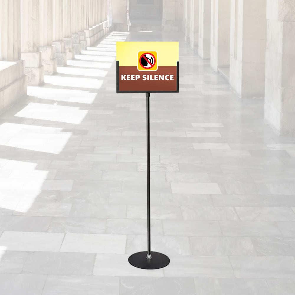 Black Frame Pedestal Sign Holder with Acrylic Face (14"W x 10¾"H) - #FSH021L
