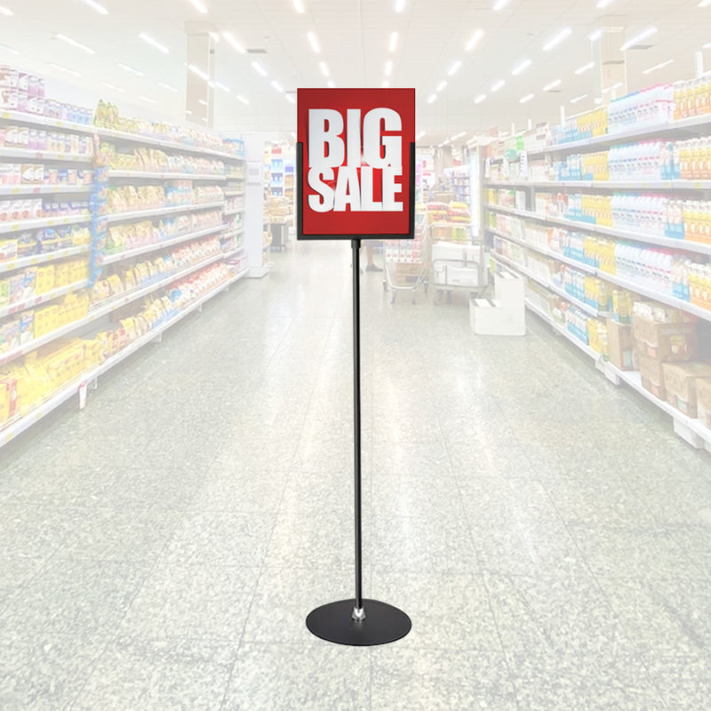 Black Frame Floor Sign Holder with Acrylic (10¾"W x 14"H ) - 