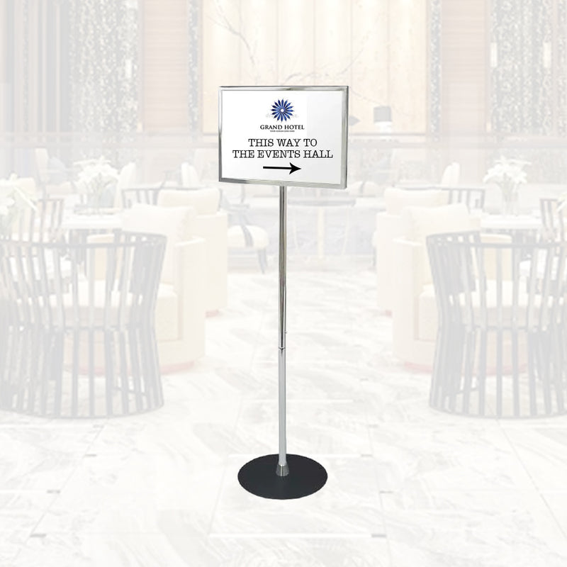 Metal Chrome Frame Floor Sign Holder (16"W x 12"H) - 