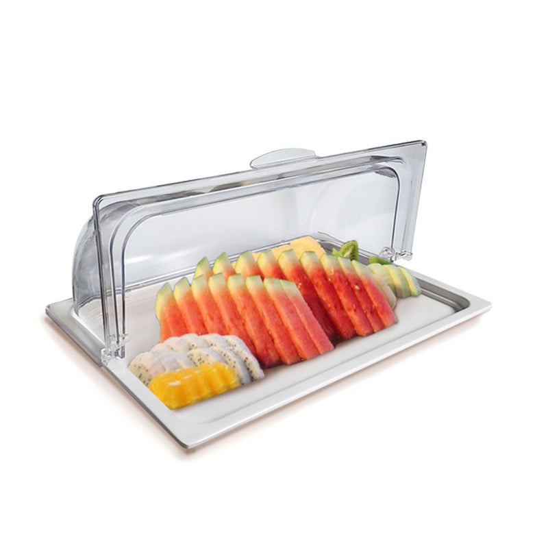 Food Serving Dome Tray with Roll-Back Lid (21”W x 13¼”D) - 