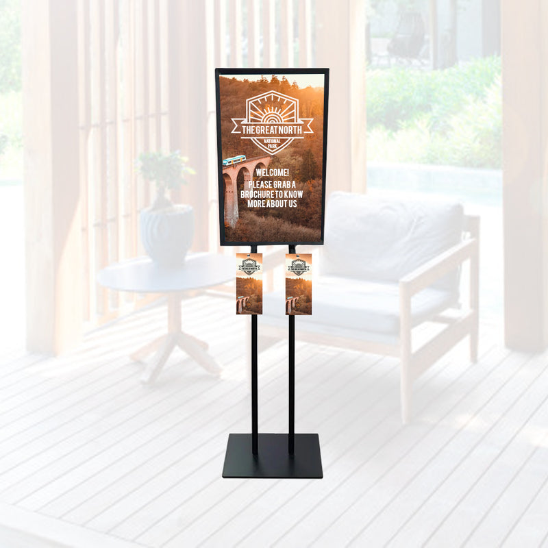 Hook Stand Black Frame Floor Sign Holder 14”W x 22”H - 