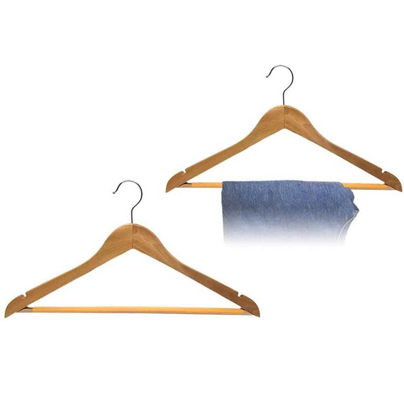 Wood Flat Suit Hanger with Bar 18"W (50pcs) - HW020