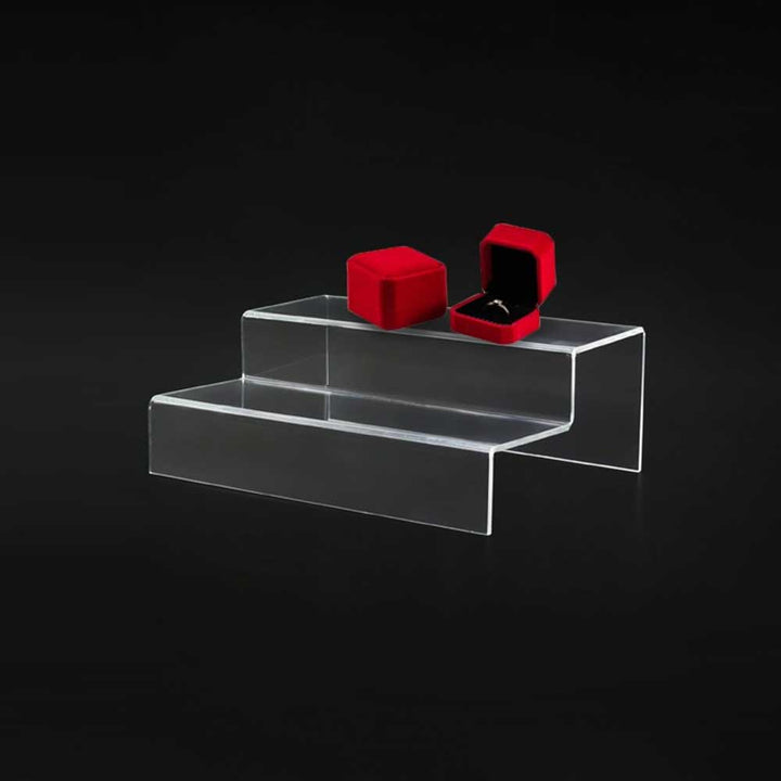 Clear Acrylic Step Riser Display Stand - 2-Tier Countertop Product Display