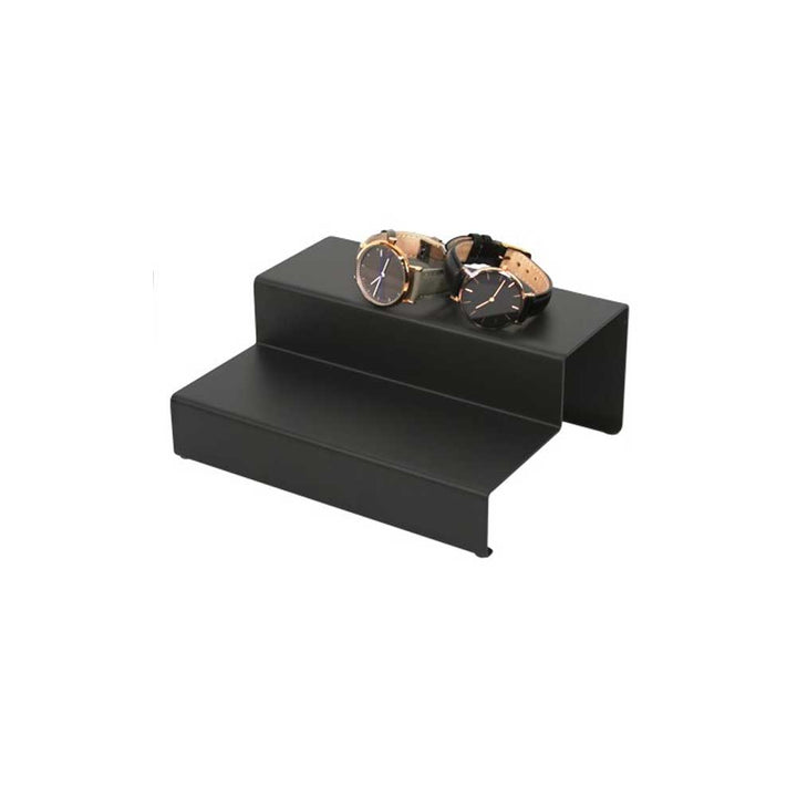 Black Metal Step Riser Display Stand - 2-Tier Countertop Product Display - 2/Pack