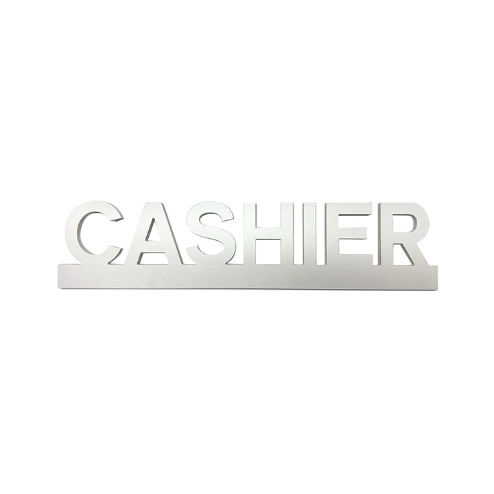PVC White Cut Out Cashier Sign 20"W x 4½"H - #PVCCASHIER