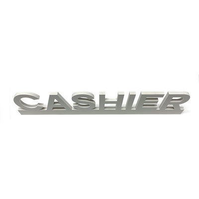 PVC White Cut Out Cashier Sign 20"W x 4½"H - #PVCCASHIER
