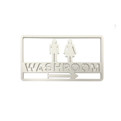 PVC White Cut Out Washroom with Persons an Arrows Sign - #PVCWSIGN