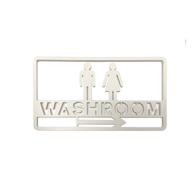 PVC White Cut Out Washroom with Persons an Arrows Sign - 