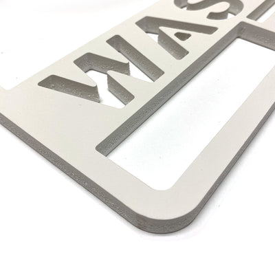 PVC White Cut Out Washroom with Persons an Arrows Sign - #PVCWSIGN