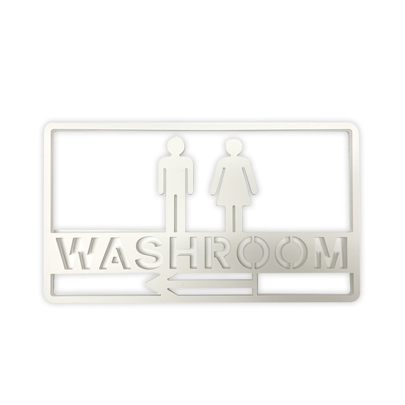 PVC White Cut Out Washroom with Persons an Arrows Sign - 