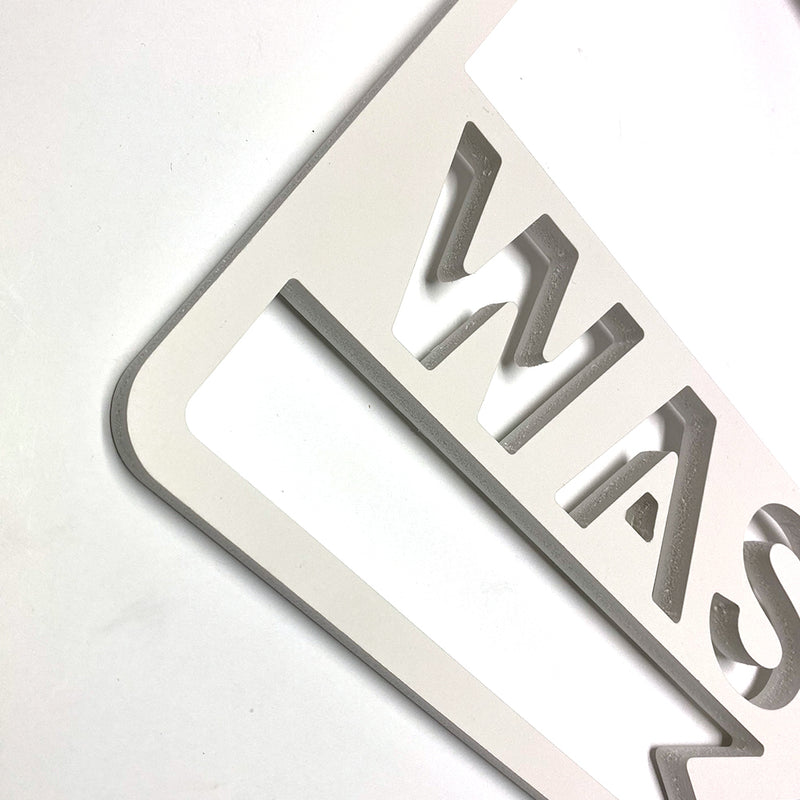 PVC White Cut Out Washroom with Persons an Arrows Sign - 