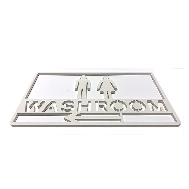 PVC White Cut Out Washroom with Persons an Arrows Sign - 