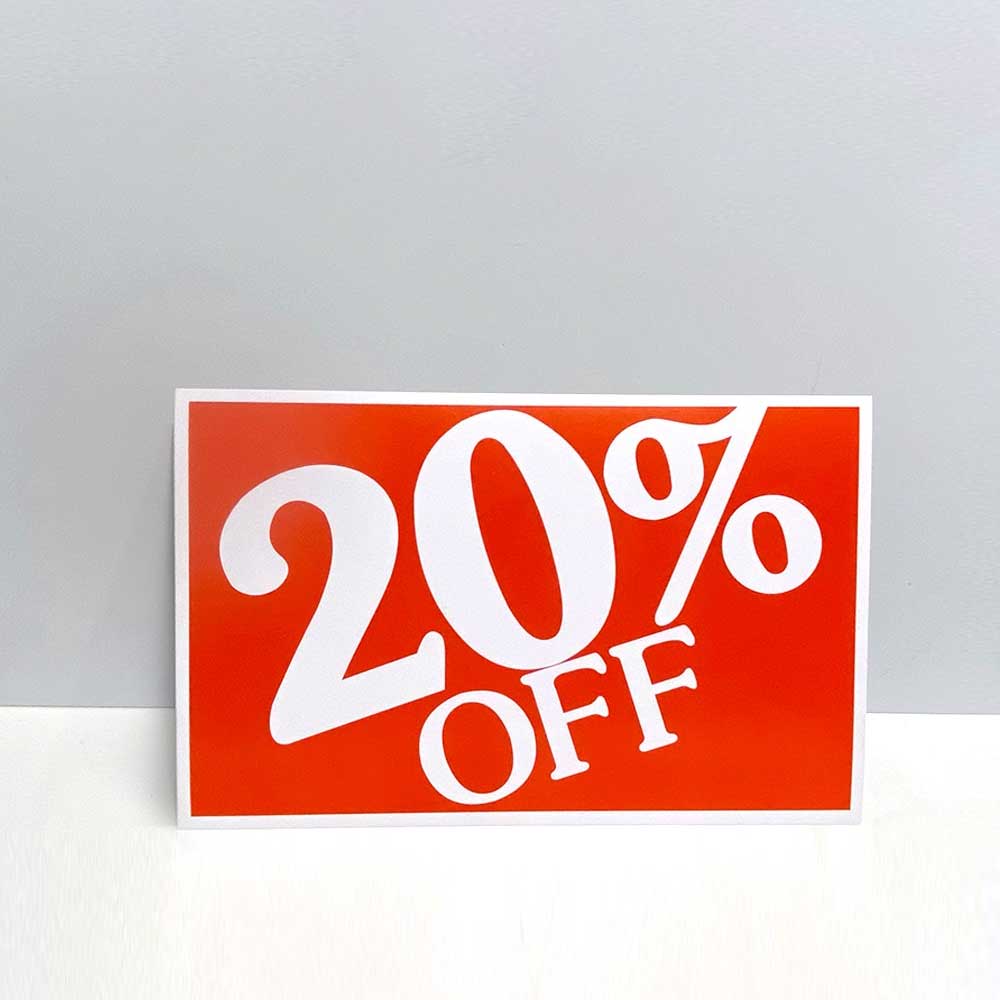 20% OFF Show Card 11"W x 7"H (20 pcs) - SCARD002