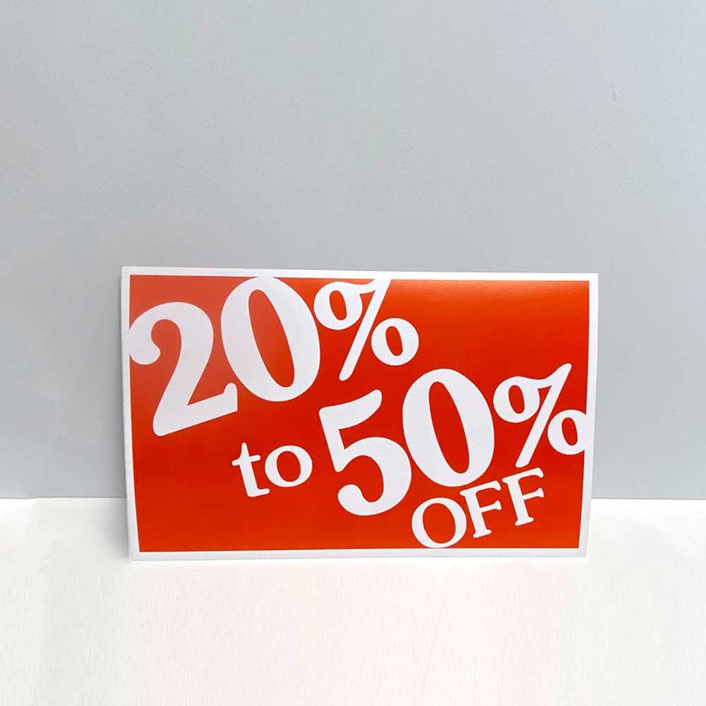 20% to 50% OFF Show Card 11"W x 7"H (20 pcs) - SCARD007