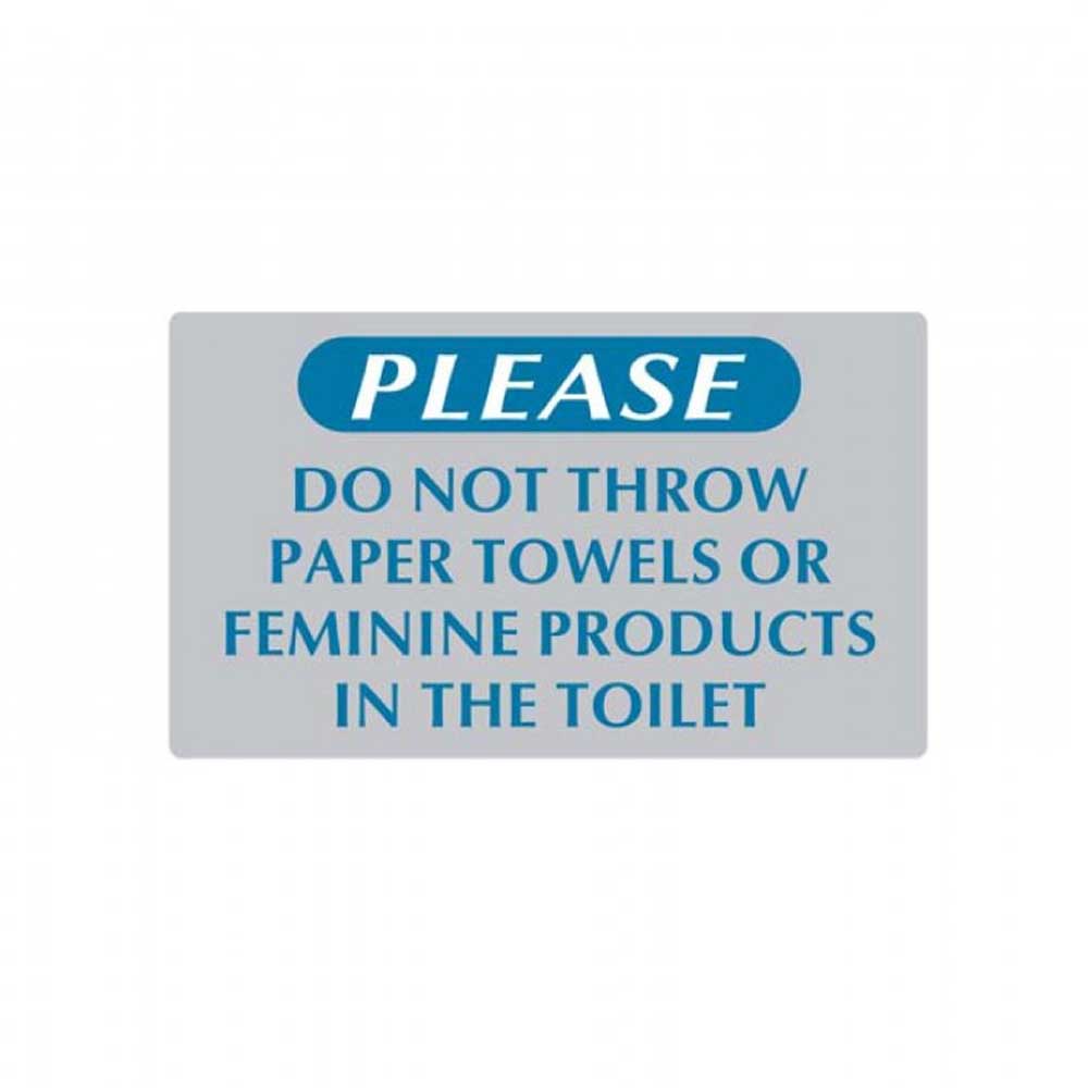 PVC Gray "Please Do Not Throw Paper Towels" Sign 8½”W x 5”H (4 pcs)- #SIGN025