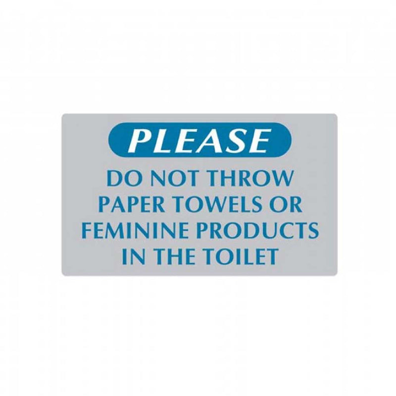 PVC Gray "Please Do Not Throw Paper Towels" Sign 8½”W x 5”H (4 pcs)- 