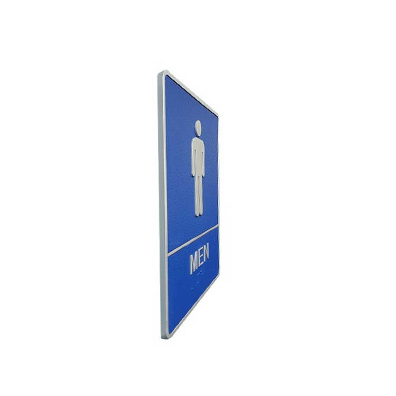 A.D.A. Braille Blue Washroom Sign 6”W x 8”H (Men) - 