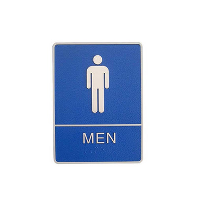 A.D.A. Braille Blue Washroom Sign 6”W x 8”H (Men) - #SIGN027B