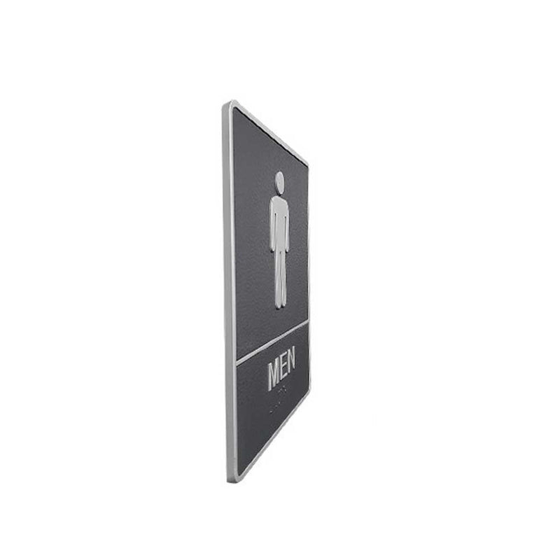 A.D.A. Braille Gray Washroom Sign 6”W x 8”H (Men) - 