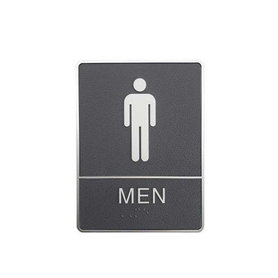 A.D.A. Braille Gray Washroom Sign 6”W x 8”H (Men) - #SIGN027G
