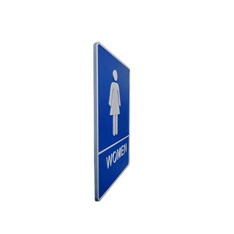A.D.A. Braille Blue Washroom Sign 6”W x 8”H (Women) - 
