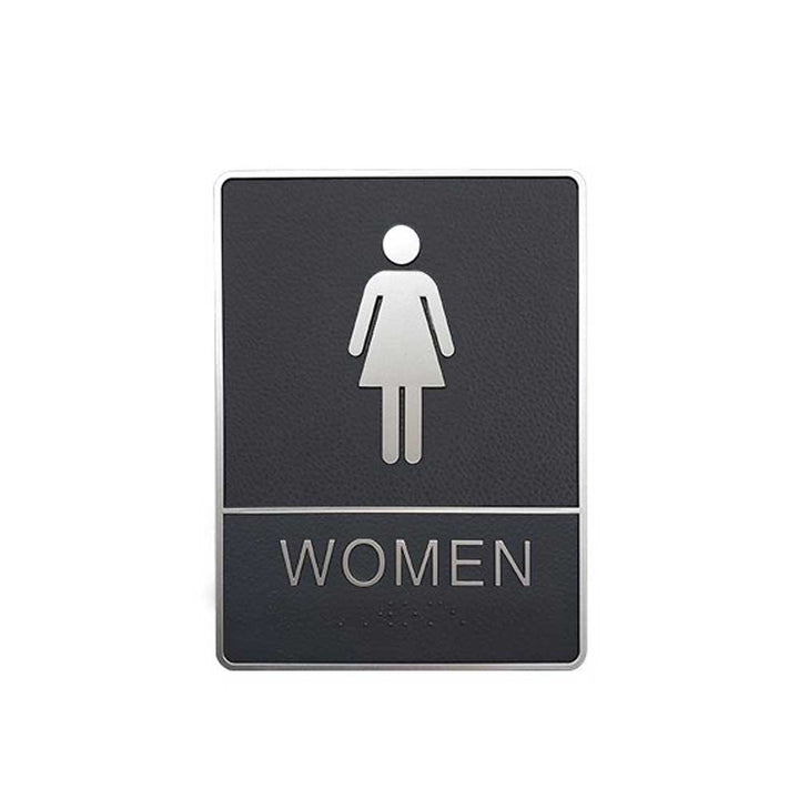 A.D.A. Braille Gray Washroom Sign 6”W x 8”H (Women) - #SIGN028G