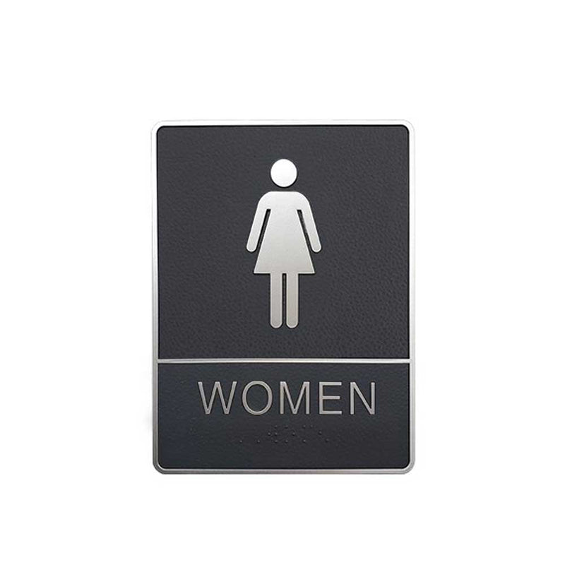 A.D.A. Braille Gray Washroom Sign 6”W x 8”H (Women) - 