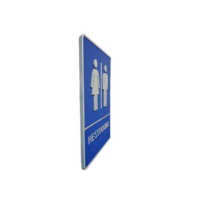 A.D.A. Braille Blue Washroom Sign 6”W x 8”H (Women/Men) - 