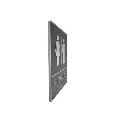 A.D.A. Braille Gray Washroom Sign 6”W x 8”H (Women/Men) - #SIGN029G