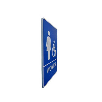 A.D.A. Braille Blue Washroom Sign 6”W x 8”H (Women/Handicap) - #SIGN030B