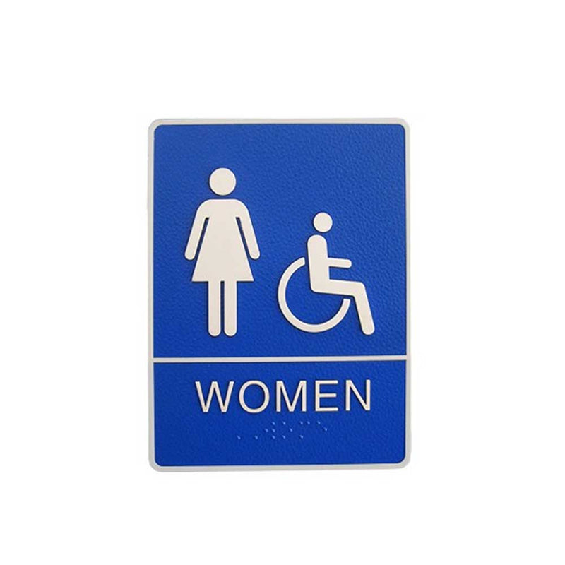 A.D.A. Braille Blue Washroom Sign 6”W x 8”H (Women/Handicap) - 