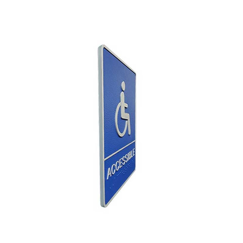 A.D.A. Braille Blue Washroom Sign 6”W x 8”H (Handicap) - 